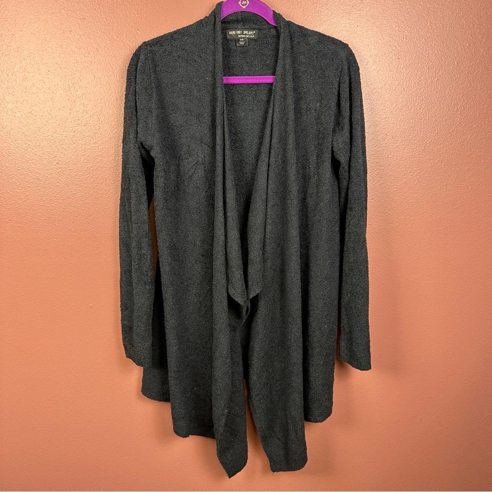 BAREFOOT DREAMS Bamboo Chic Lite Calypso Wrap Cardigan Sweater 436 Black S/M - Picture 2 of 7